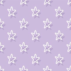 Abstract vector seamless pattern with star. Cute doodle print for kids. For print, web, home decor, fashion, surface, graphic design. Vector illustration