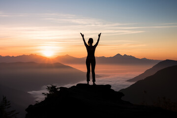 Mountain Pose (Tadasana) at sunrise with space for inspirational quotes about inner strength and balance