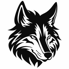 Wolf head vector art, isolated in white background, vector illustration. Abstract background. Design for tattoo, stickers, t shirts, game mascot sport logo, wall painting, canvas painting.