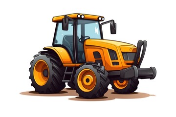 Tractor with Plow icon on white background 