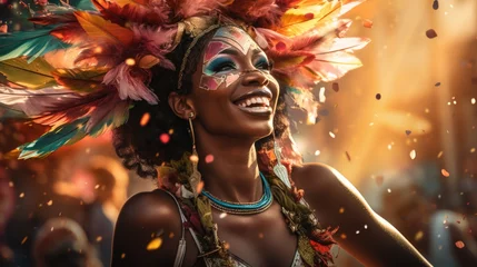Foto op Canvas Carnival in Barranquilla, Colombia: A dazzling spectacle of vibrant costumes, rhythmic music, and lively dances, celebrating the city's rich cultural heritage and festive spirit. © Ruslan Batiuk