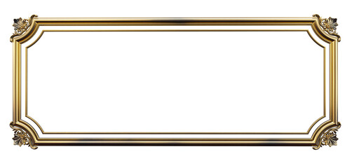 3D render of Decorative golden vintage frames, Golden baroque frame on transparent background. - obrazy, fototapety, plakaty