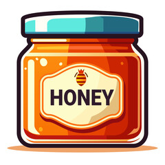 honey jar vector illustration in 2d game style or 2d cartoon style with replaceable text. 