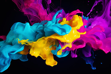 dynamic color drop in water captured in motion, ink swirling created with generative ai tools