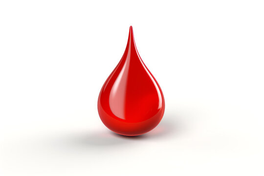 Red drop of fluid or blood isolated on white background.generative ai