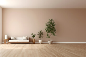 modern living room decor with white sofa frame mockup and blank walls.