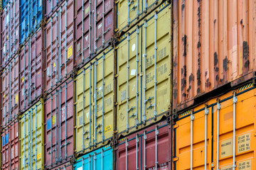 standard shipping containers in a container terminal