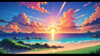 Naklejka premium Anime Background/Wallpaper