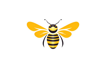 Bee logo flat isolated on white background.generative ai