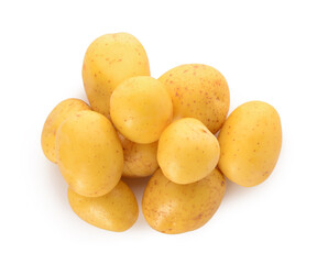 Heap of fresh potatoes isolated on white background