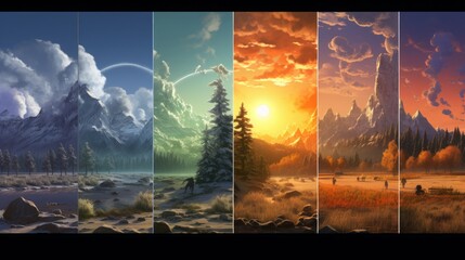 realistic scenes illustrating the reversal of climate patterns, showcasing regions transitioning from warm to cold, 16:9 - obrazy, fototapety, plakaty