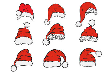 Christmas hat bundle SVG file Cricut file silhouettes cut file, Christmas Hat SVG, Santa Hat Bundle, Holiday Cap Designs, Xmas Headwear, Festive Hat SVGs, Winter Headgear Collection, Santa Claus Cap S