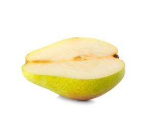 Half of ripe pear isolated on white background