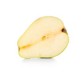 Half of ripe pear isolated on white background