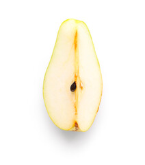 Piece of ripe pear isolated on white background