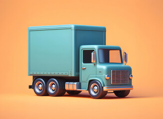 3D cartoon look truck in studio