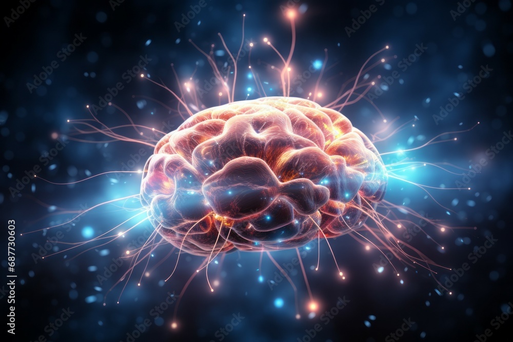 Aufkleber hologram of the brain. background with selective focus and copy space