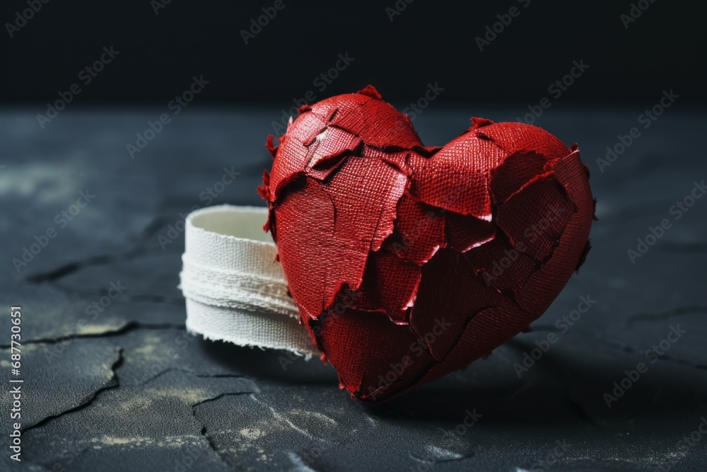 Aufkleber broken heart with cracks. background with selective focus and copy space