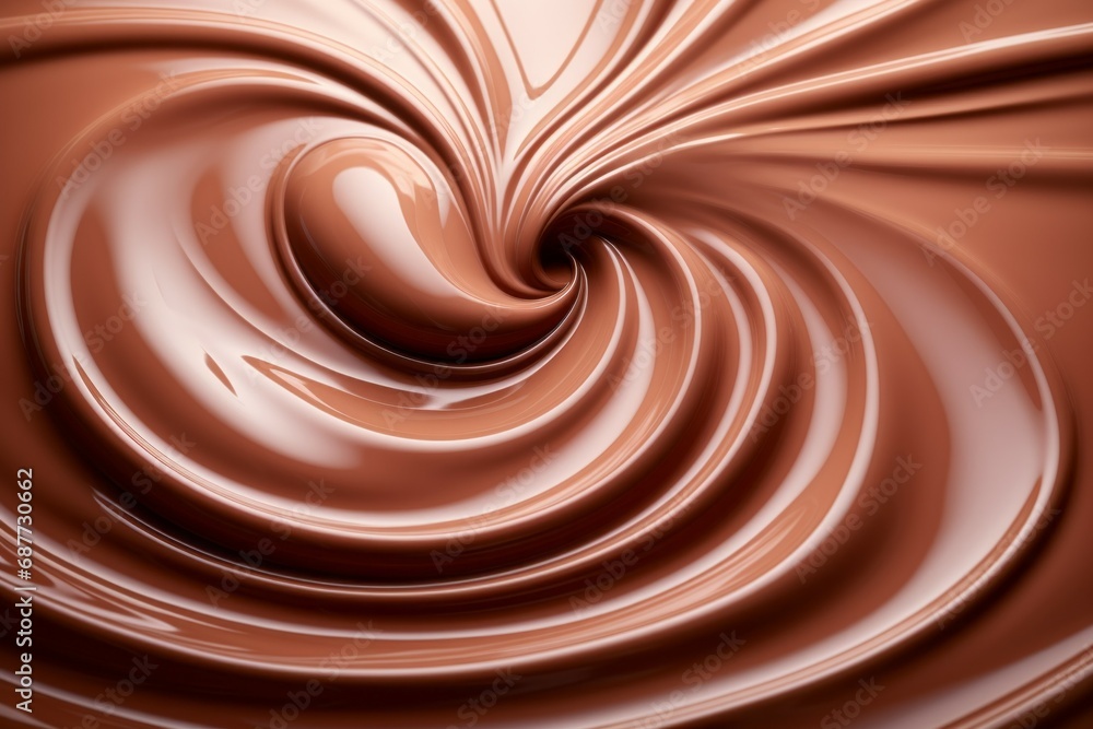 Poster abstract backdrop of melted milk chocolate. background with selective focus and copy space
