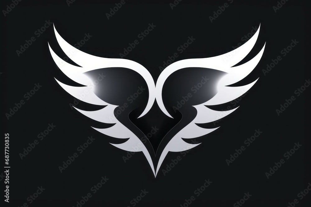 Poster wings of cupid. dark background with selective focus and copy space