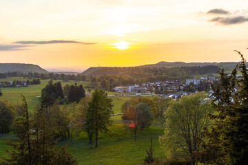 Rural view over the area of Albstadt town in germany