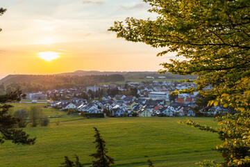Rural view over the area of Albstadt town in germany