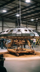 UFO Being Built in a Secret Government Facility, UAP in a Government Facility, UAP Photograph, UFO Photograph 