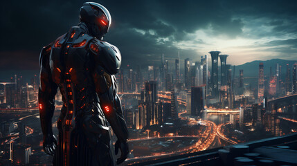 human robot concept, AI artificial intelligence, advanced lifeform, new species, humans and robots concept, illustration, future technology