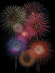 Beautiful multicolored fireworks on a black background