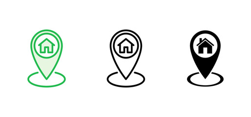 Address icon set. home location icon vector