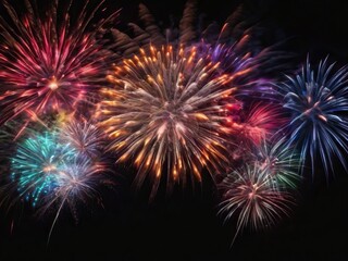 Beautiful multicolored fireworks on a black background