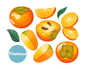 Set of fresh persimmon