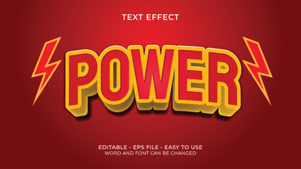 POWER 3D text effect with thunder ornament