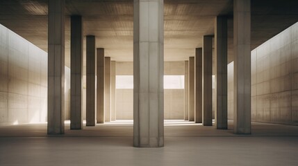 Abstract architecture background, empty space with concrete walls and columns.