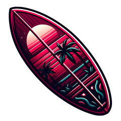 Surfboard with hawaiian skin sticker