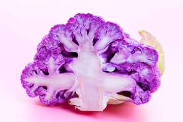 Purple cauliflower on pink background.