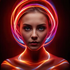 Young girl with light streaks, indiciting positive energy aura