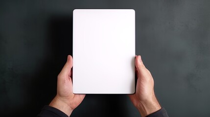 Mokap hands with a tablet in a vertical orientation for demonstrating content or interface