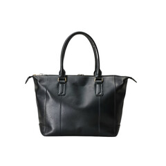 Naklejka premium Black Leather Tote Bag Illustration Art with a Transparent Background Generative AI.