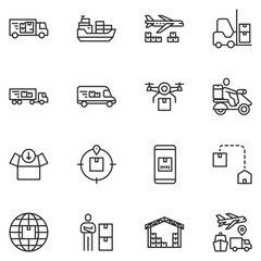 logistics icons . line vector illustration , transportation, supply, business product  industry