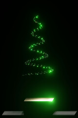 Abstract Christmas tree. Greeting card design. 3D render illustration.