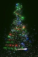 Abstract Christmas tree. Greeting card design. 3D render illustration.
