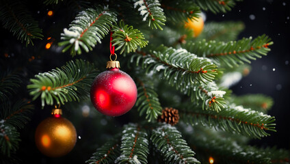 Colorful Christmas Ornaments on Fir Branches 2