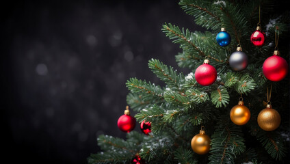 Obraz na płótnie Canvas Colorful Christmas Ornaments on Fir Branches 16