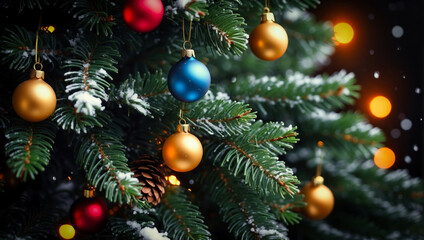 Colorful Christmas Ornaments on Fir Branches 15