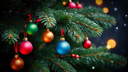 Colorful Christmas Ornaments on Fir Branches 27