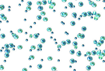 Drawing of blue water bubbles  on a transparent background