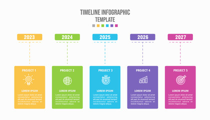 Business concept timeline. Infograph template, 6 steps infographic, vector banner
