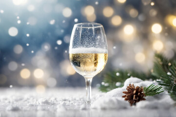 champagne and christmas tree