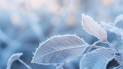 Capture the beauty of winter with a closeup view of frozen leaves, making it a perfect winter background for various concepts.